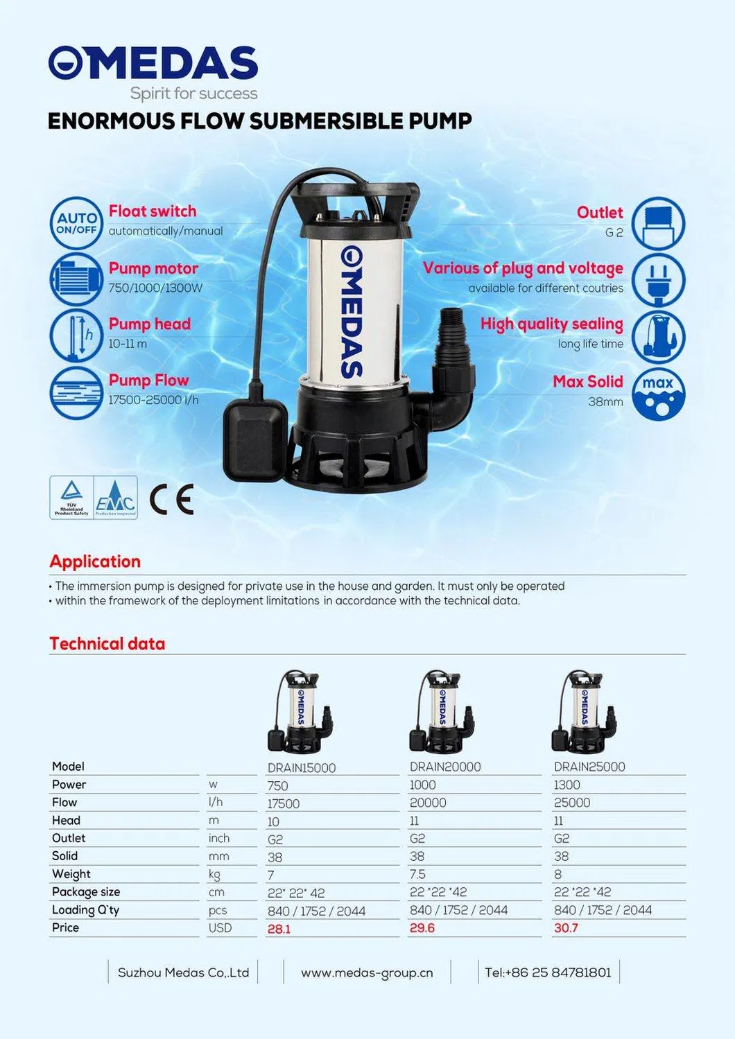 1000W Cheap Price Enormous Flow Sewage Submersible Pump
