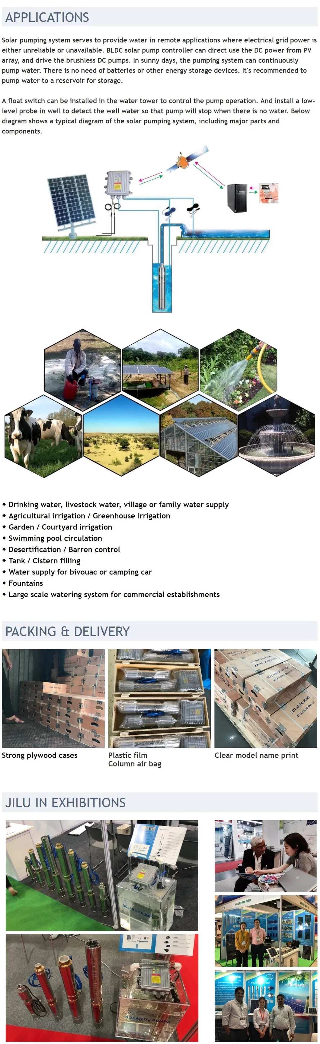 3inch solar DC pump solar power submersible water pump