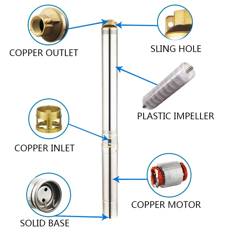 4sdm Pump Large Flow Deep Well Pump Stainless Steel Submersible Electric Pump