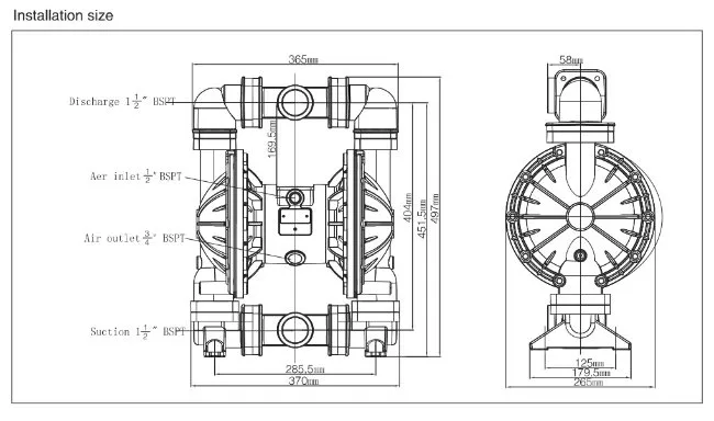 Air Operated PVDF (kynar) Diaphragm Reciprocating Pump for Chemical Industry