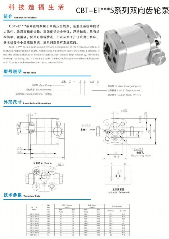 Cbt-E1*** Sseries Gear Pump