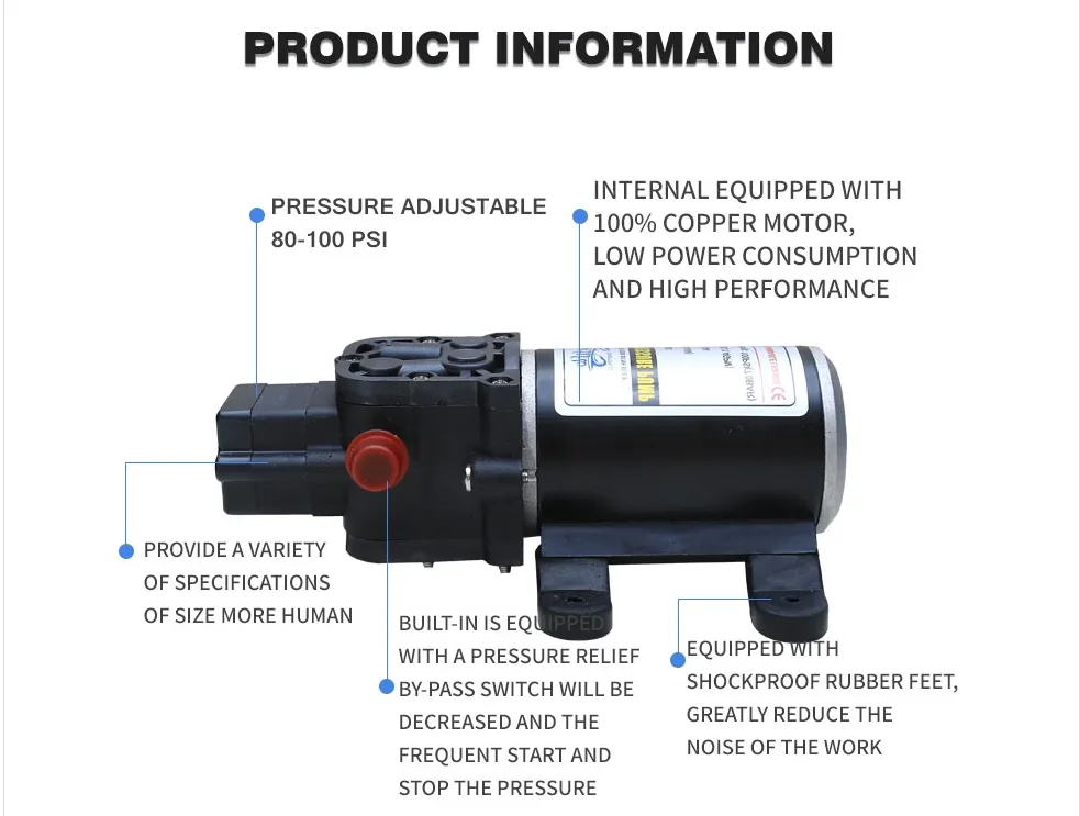China Diaphragm Pump 5.2lpm 100psi High Pressure Pump