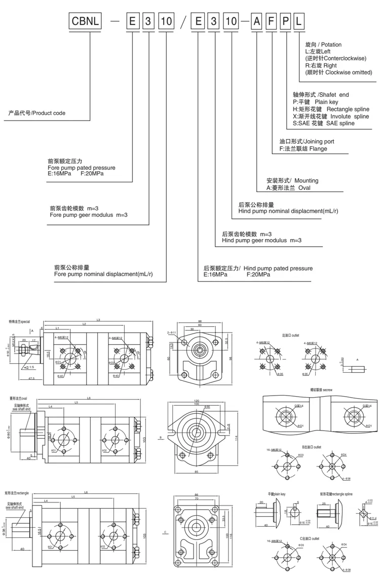 Factory Price Cbnl Cbnl-E3/E3 Series Cbnl-E310/E306 Cbnl-E310/E308 Cbnl-E310/E310 Hydraulic Gear Pump for Loaders