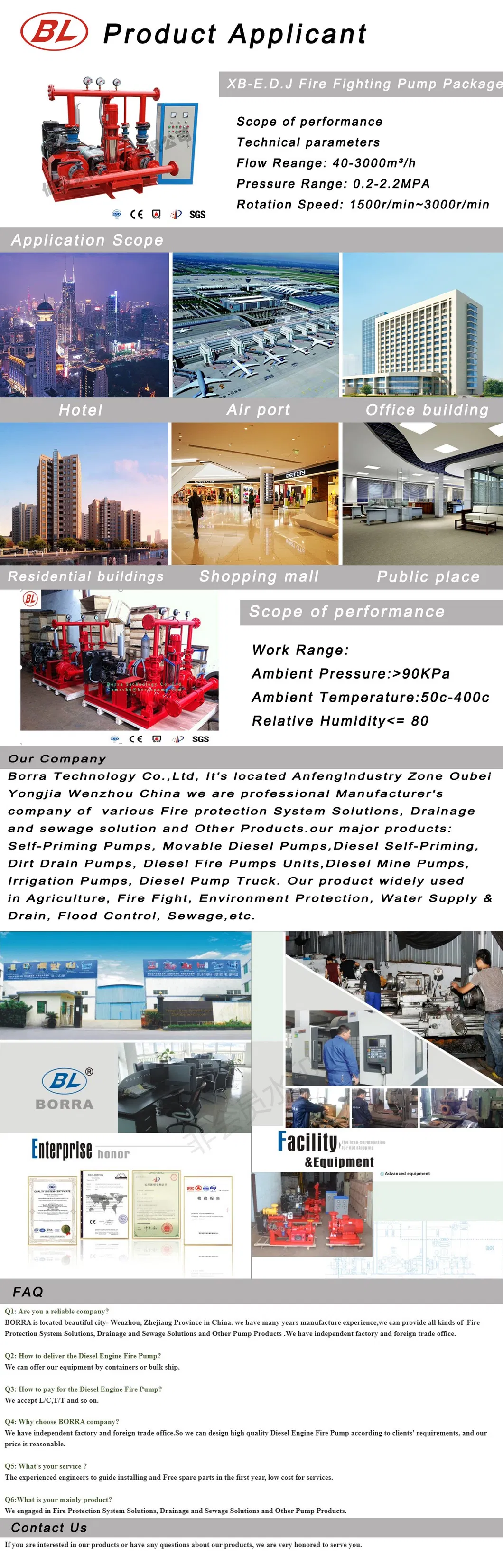 Fire Fighting Pump System 40-3000m3/H Flow Range for Sales