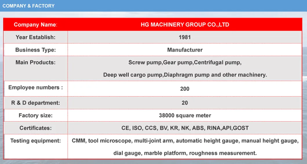 Marine Twin Screw Type Positive Displacement Cargo Oil Pump for Oil Tanker with CCS