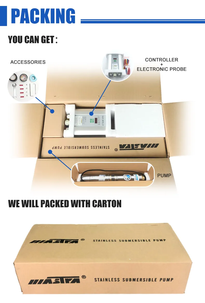 Mastra 4 Inch 1100W Solar Powered Submersible Well Water Pump High Pressure Solar Submers Pump for Zimbabwe