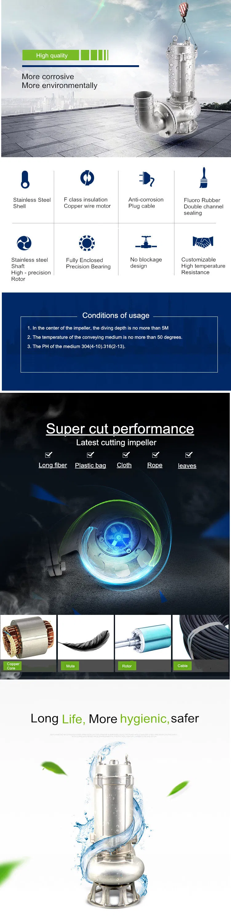 Non-Clog Explosion-Proof Centrifugal Drainage Pump, Submerged Sump Pump, Sand Mine Submersible Pump