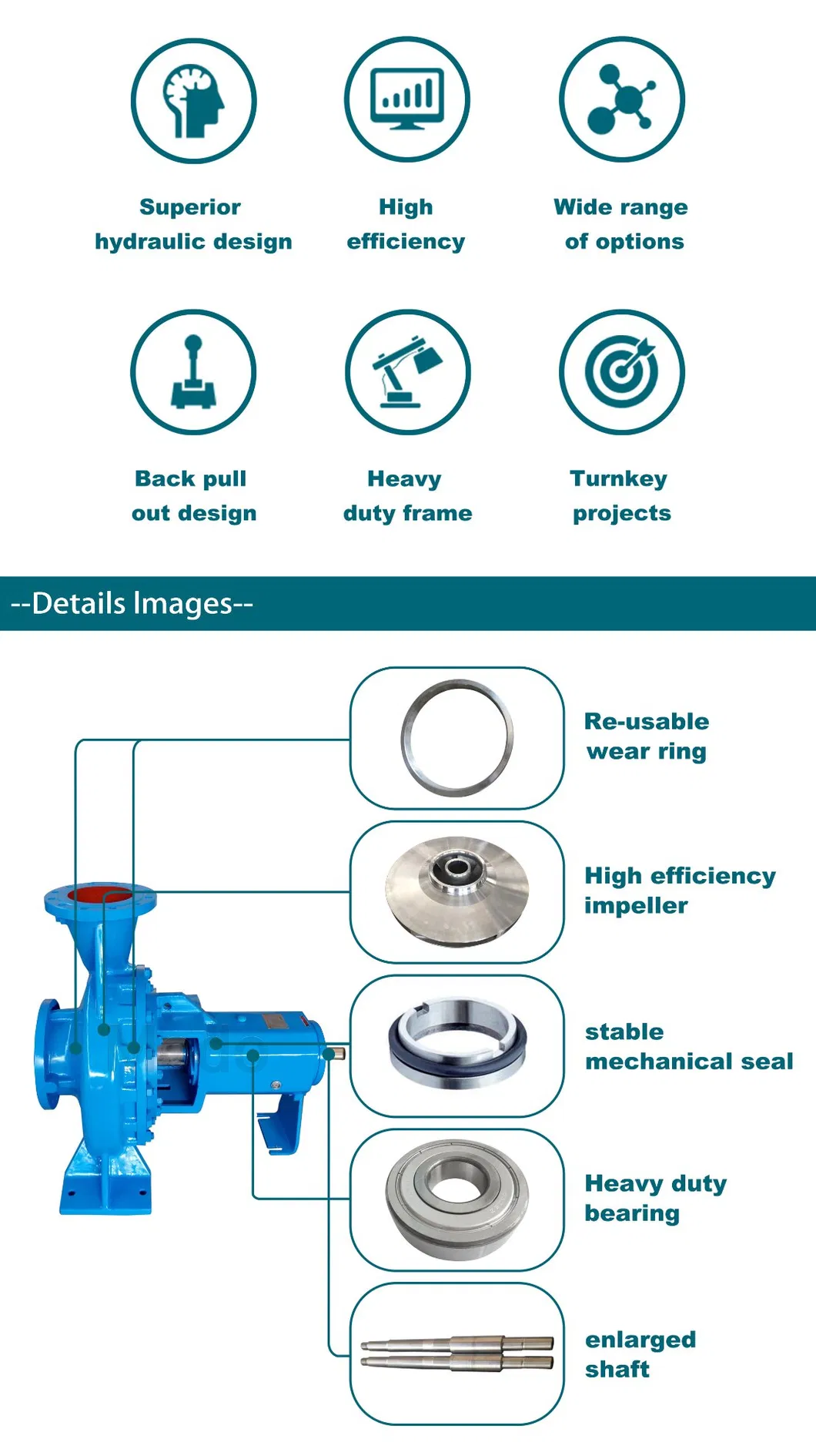 Powerful Horizontal Single Stage Agriculture Irrigation Electric Driven Centrifugal Water Supply Pump for Food and Chemical Industry