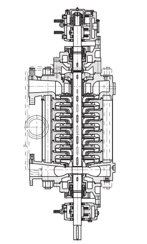 Single-Casing Radially Split Multistage Between Bearings Pumps, API 610 Standard.