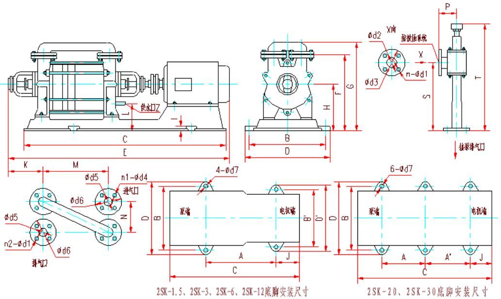 Sk 2sk China Electric Pumps Liquid /Water Ring Vacuum Pump for Milking Machine or Plastic Extrusion Line Made of Cast Iron and Stainless Steel 304 316 Impeller