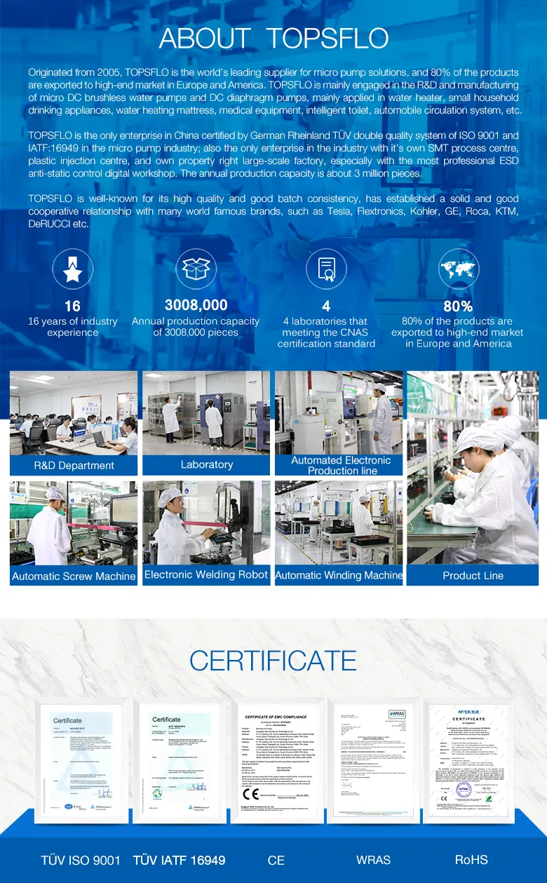 Topsflo Low Noise High Performance Brush Moto Air Mini Vacuum Pump