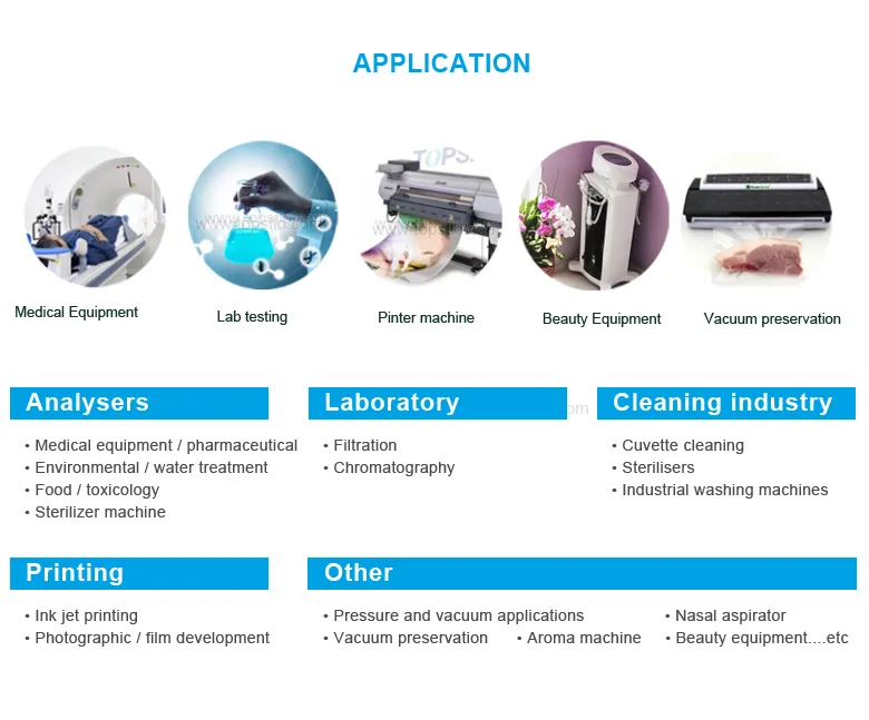 Topsflo Low Noise High Performance Brush Moto Air Mini Vacuum Pump
