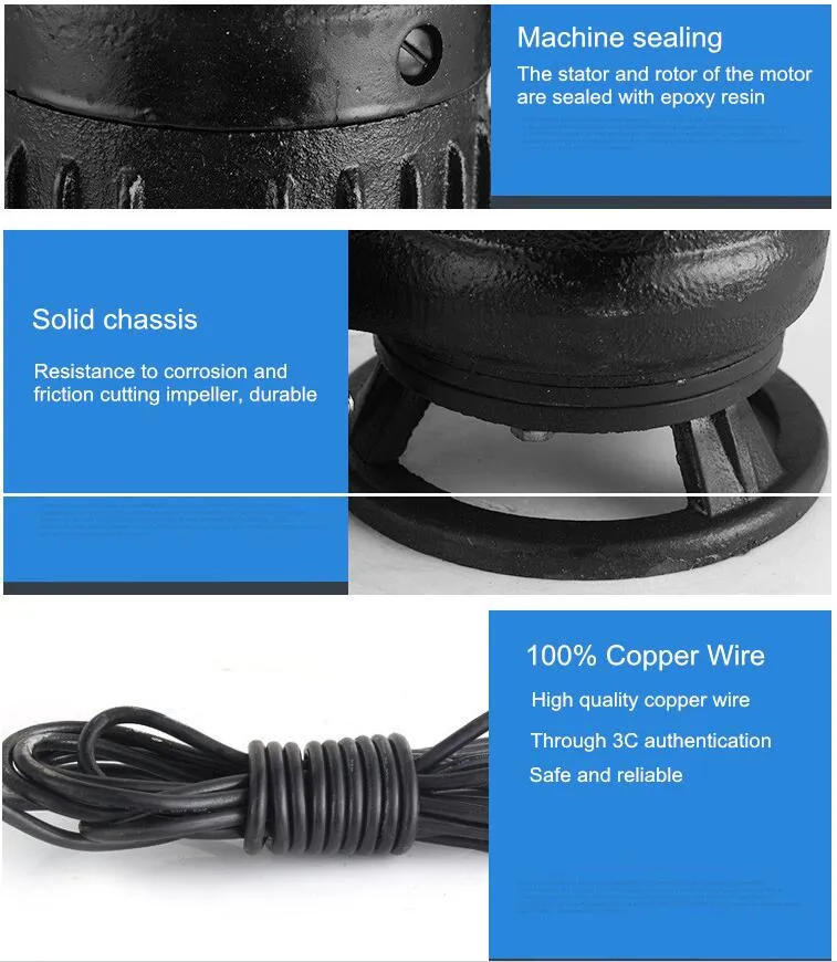 Vertical Cooper Wire Non-Clogging Centrifugal Fecal Cutter Submersible Sewage Water Pump